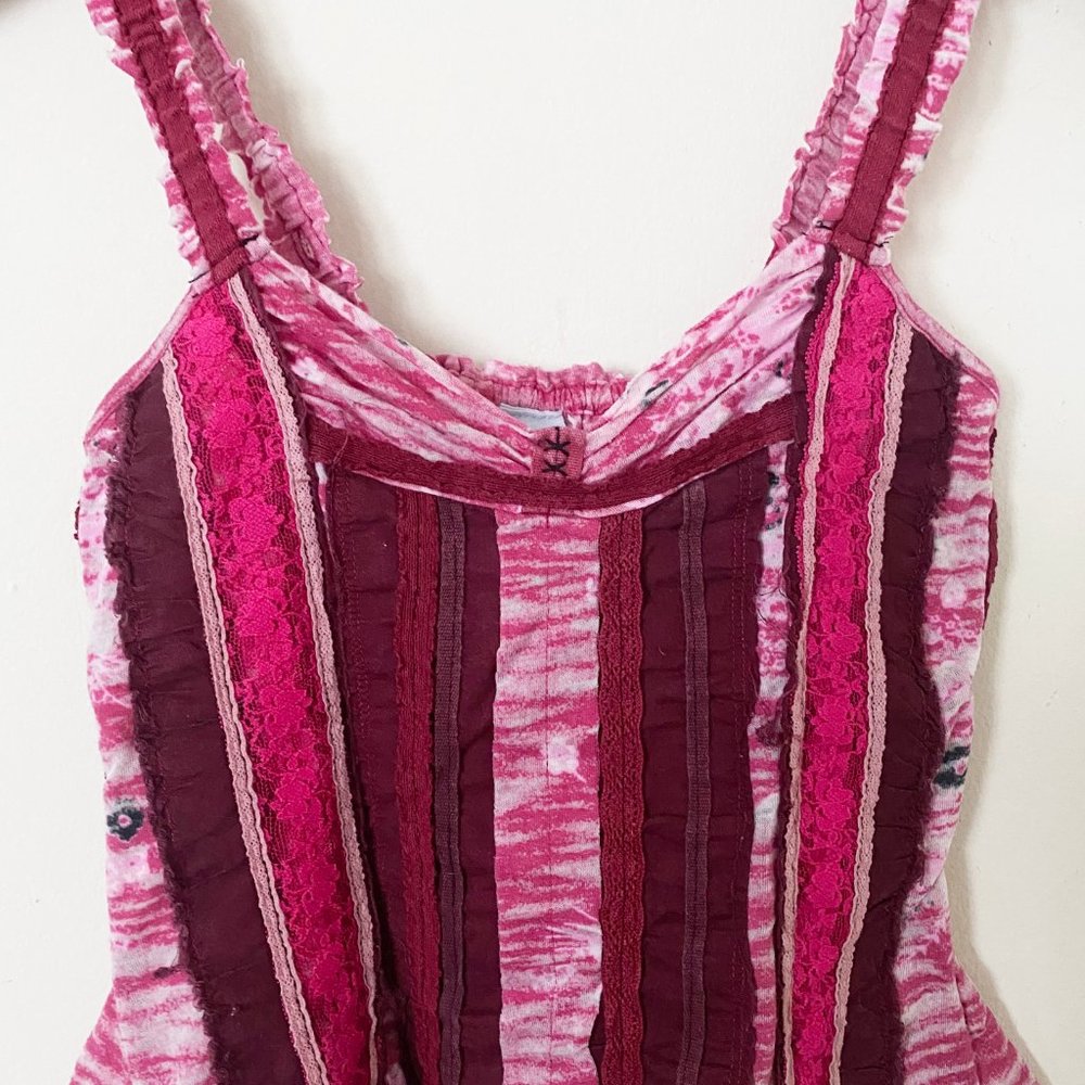 Free People Mixed Media Corset Style Boho Top